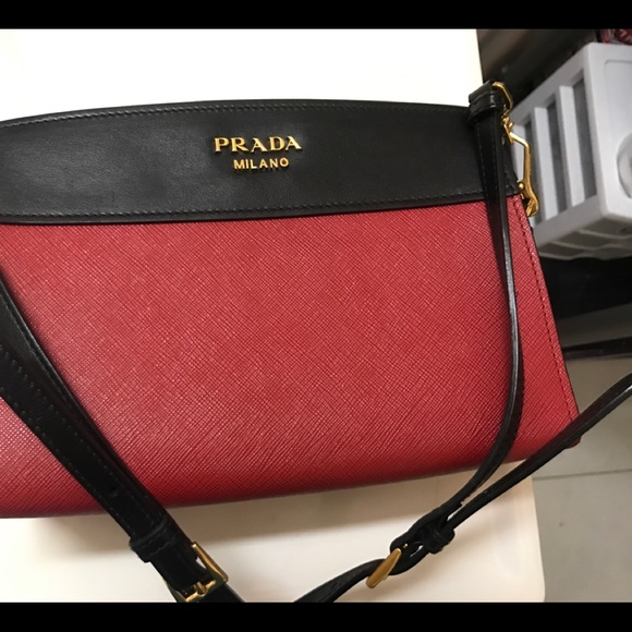 **SOLD**Prada Small Saffiano Red & black Leather - Picture 3 of 8